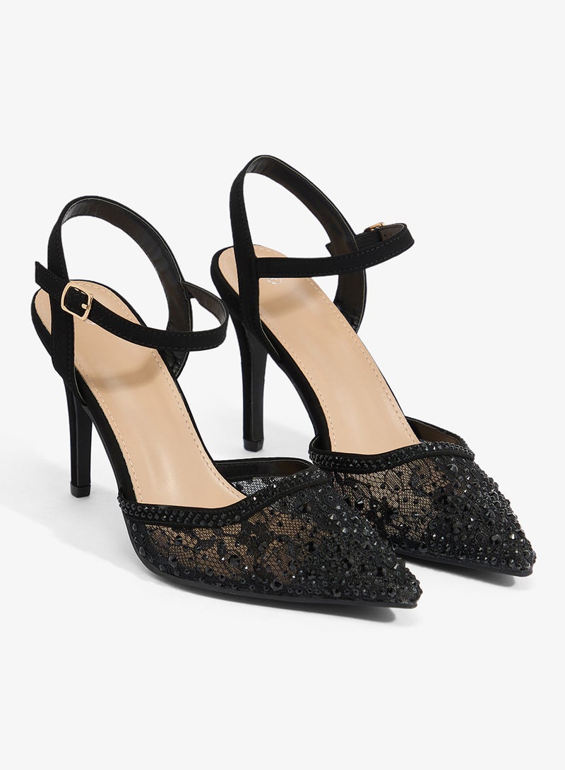 ايلا ليمتد اديشن حذاء بكعب عالٍ مدبب شبكي مع حزام - Image 4